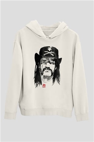 Lemmy Beyaz Unisex Kapüşonlu Sweatshirt