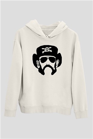 Lemmy Beyaz Unisex Kapüşonlu Sweatshirt