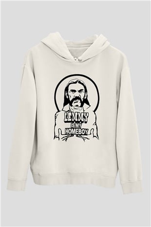 Lemmy Beyaz Unisex Kapüşonlu Sweatshirt