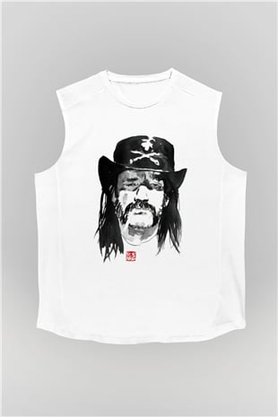 Lemmy Beyaz Unisex Kolsuz Tişört