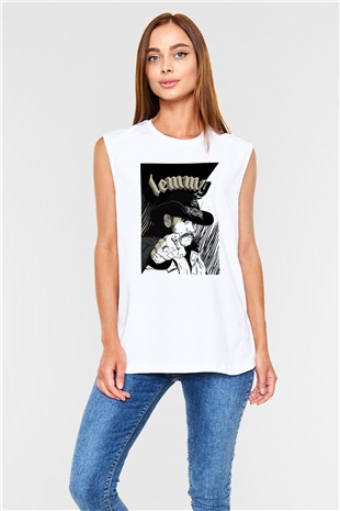 Lemmy Beyaz Unisex Kolsuz Tişört