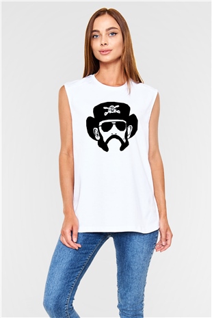 Lemmy Beyaz Unisex Kolsuz Tişört