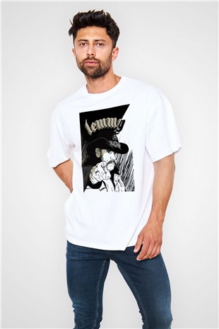 Lemmy Beyaz Unisex Oversize Tişört T-Shirt