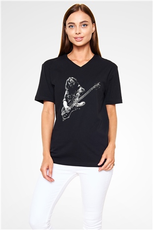 Lemmy Siyah Unisex V Yaka Tişört