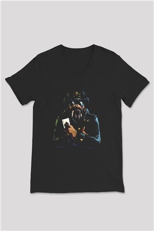 Lemmy Siyah Unisex V Yaka Tişört