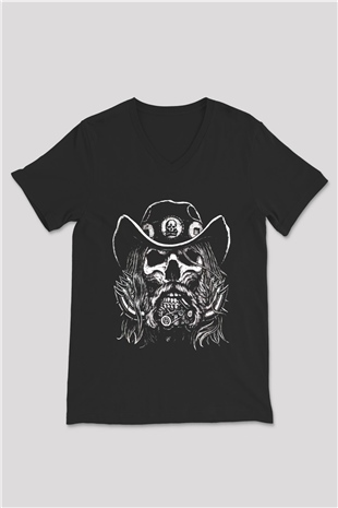 Lemmy Siyah Unisex V Yaka Tişört