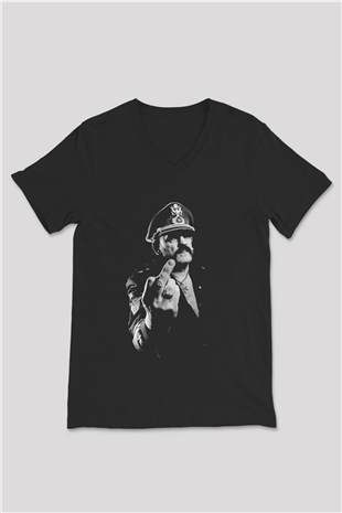 Lemmy Siyah Unisex V Yaka Tişört
