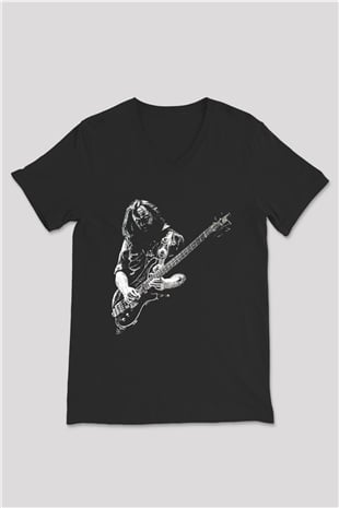 Lemmy Siyah Unisex V Yaka Tişört