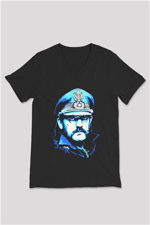 Lemmy Siyah Unisex V Yaka Tişört T-Shirt