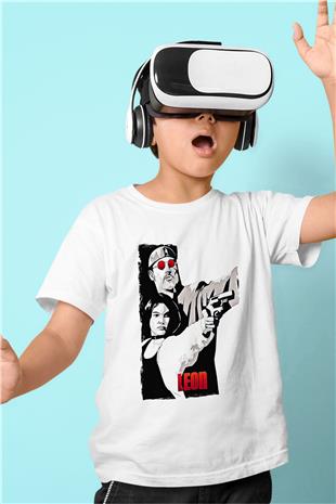 Leon Baskılı Beyaz Unisex Beyaz Çocuk Tişört - Tshirt
