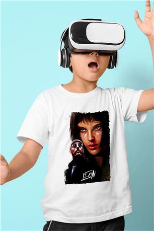 Leon Baskılı Beyaz Unisex Beyaz Çocuk Tişört - Tshirt