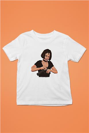 Leon Baskılı Beyaz Unisex Beyaz Çocuk Tişört - Tshirt