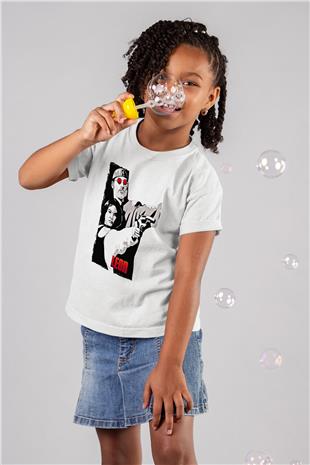 Leon Baskılı Beyaz Unisex Beyaz Çocuk Tişört - Tshirt