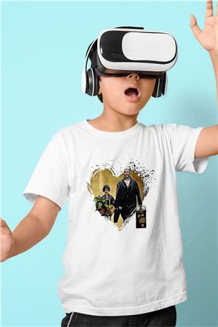 Leon Baskılı Beyaz Unisex Beyaz Çocuk Tişört - Tshirt