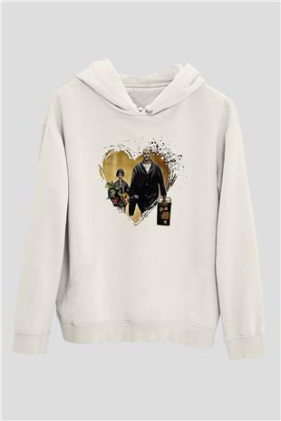 Leon Baskılı Beyaz Unisex Hoodie