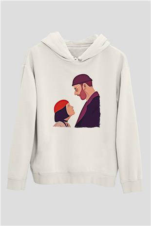 Leon Baskılı Beyaz Unisex Hoodie