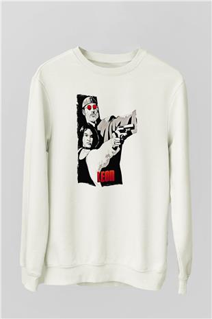 Leon Baskılı Beyaz Unisex Sweatshirt
