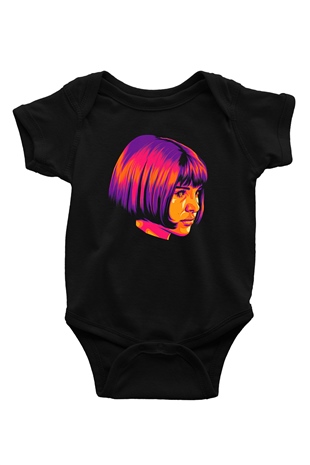 Leon Baskılı Unisex Siyah Bebek Body - Zıbın