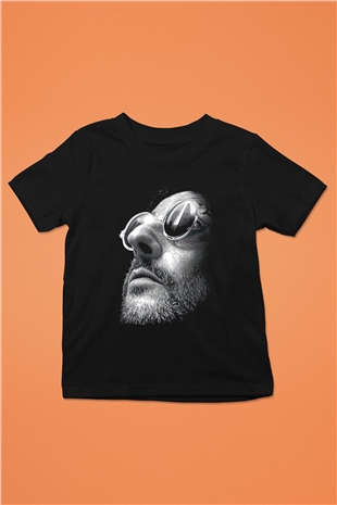Leon Baskılı Unisex Siyah Çocuk Tişört - Tshirt