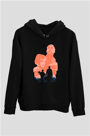 Leon Baskılı Unisex Siyah Hoodie