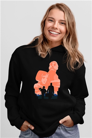 Leon Baskılı Unisex Siyah Hoodie