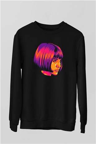 Leon Baskılı Unisex Siyah Sweatshirt