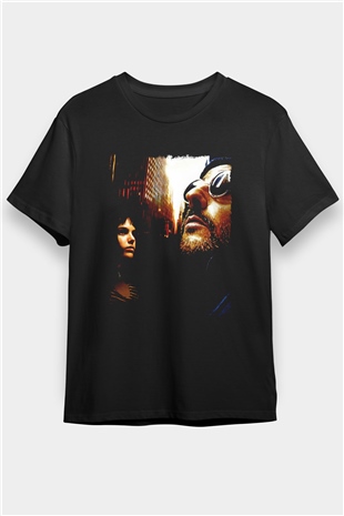 Leon Baskılı Unisex Siyah Tişört - Tshirt