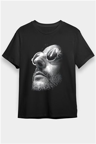 Leon Baskılı Unisex Siyah Tişört - Tshirt