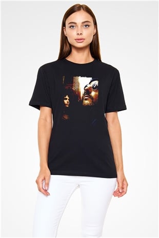 Leon Baskılı Unisex Siyah Tişört - Tshirt