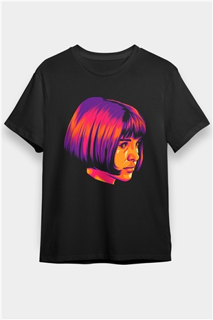 Leon Baskılı Unisex Siyah Tişört - Tshirt
