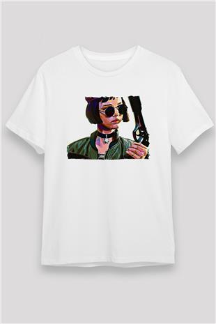Leon Unisex Baskılı Beyaz Tişört - Tshirt
