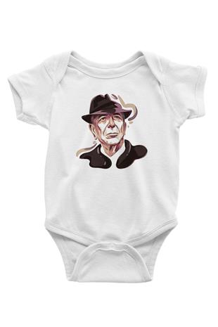 Leonard Cohen Baskılı Beyaz Unisex Bebek Body - Zıbın