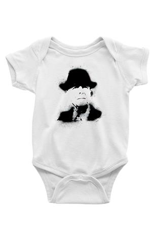 Leonard Cohen Baskılı Beyaz Unisex Bebek Body - Zıbın