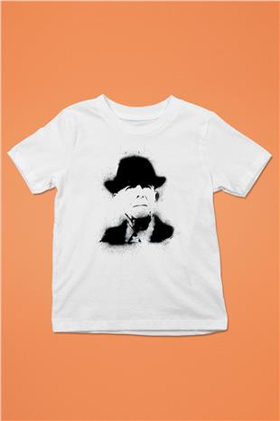 Leonard Cohen Baskılı Beyaz Unisex Beyaz Çocuk Tişört - Tshirt