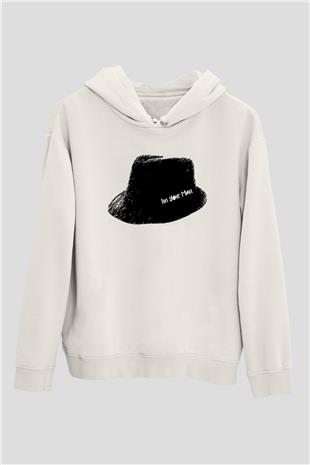 Leonard Cohen Baskılı Beyaz Unisex Kapüşonlu Sweatshirt