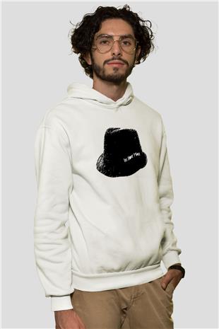 Leonard Cohen Baskılı Beyaz Unisex Kapüşonlu Sweatshirt
