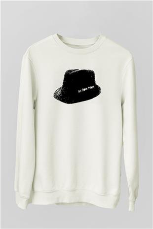 Leonard Cohen Baskılı Beyaz Unisex Sweatshirt