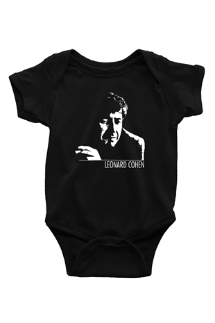 Leonard Cohen Baskılı Unisex Siyah Bebek Body - Zıbın