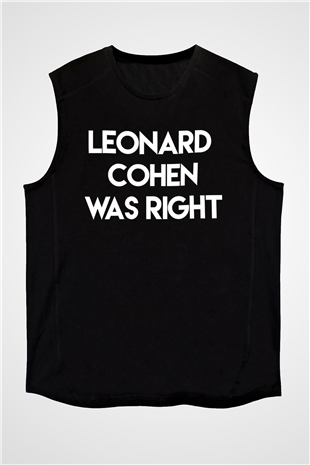 Leonard Cohen Baskılı Unisex Siyah Kolsuz Tişört - Tshirt