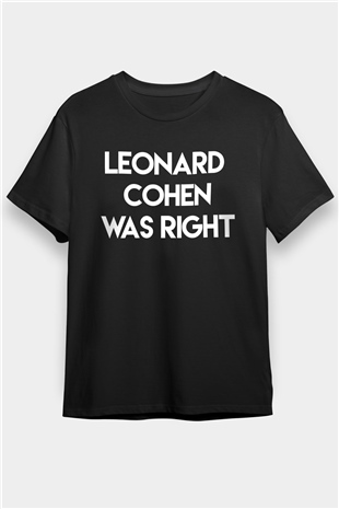 Leonard Cohen Baskılı Unisex Siyah Tişört - Tshirt
