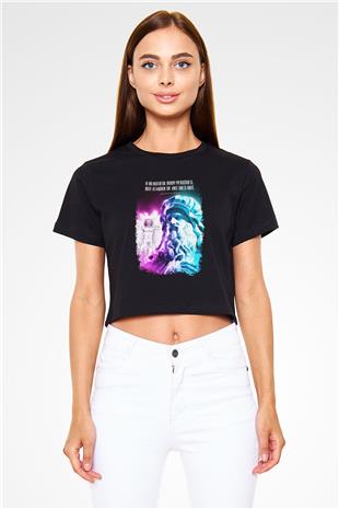 Leonardo Da Vinci Alıntı Baskılı Crop Top Kadın Tİşört - Tshirt