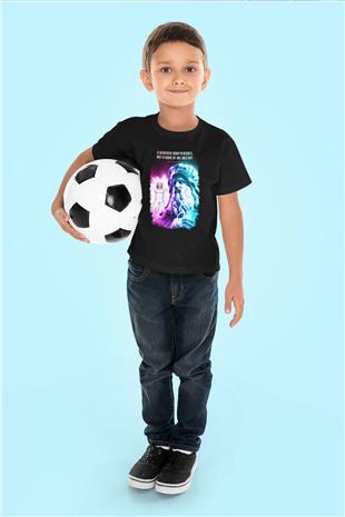 Leonardo Da Vinci Alıntı Baskılı Unisex Siyah Çocuk Tişörtü - Tshirt