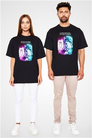 Leonardo Da Vinci Alıntı Baskılı Unisex Oversize Tişört - Tshirt