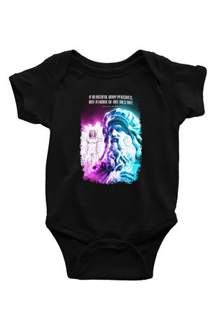 Leonardo Da Vinci Alıntı Baskılı Unisex  Siyah Bebek Body - Zıbın