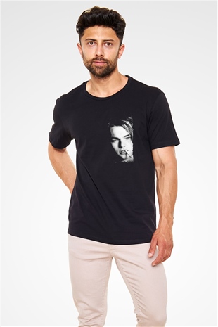 Leonardo DiCaprio Baskılı Unisex Siyah Tişört