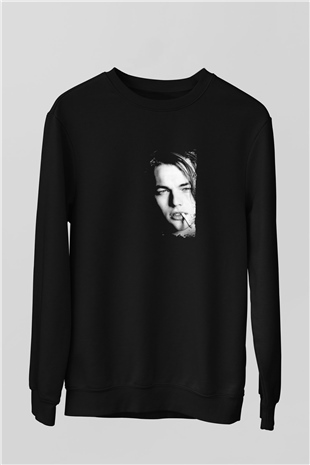 Leonardo DiCaprio Baskılı Unisex Siyah Sweatshirt