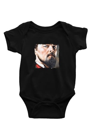 Leonardo DiCaprio Baskılı Unisex Siyah Bebek Body - Zıbın