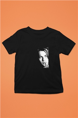 Leonardo DiCaprio Baskılı Unisex Siyah Çocuk Tişört