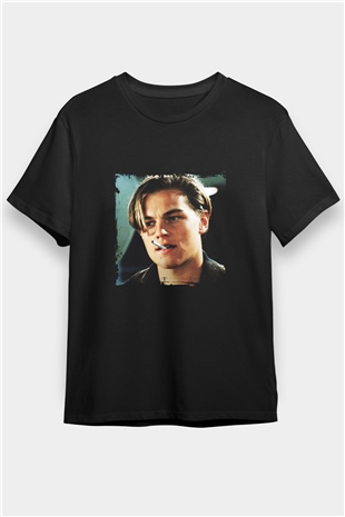 Leonardo DiCaprio Baskılı Unisex Siyah Tişört