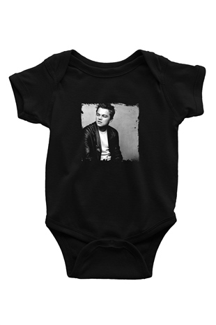 Leonardo DiCaprio Baskılı Unisex Siyah Bebek Body - Zıbın